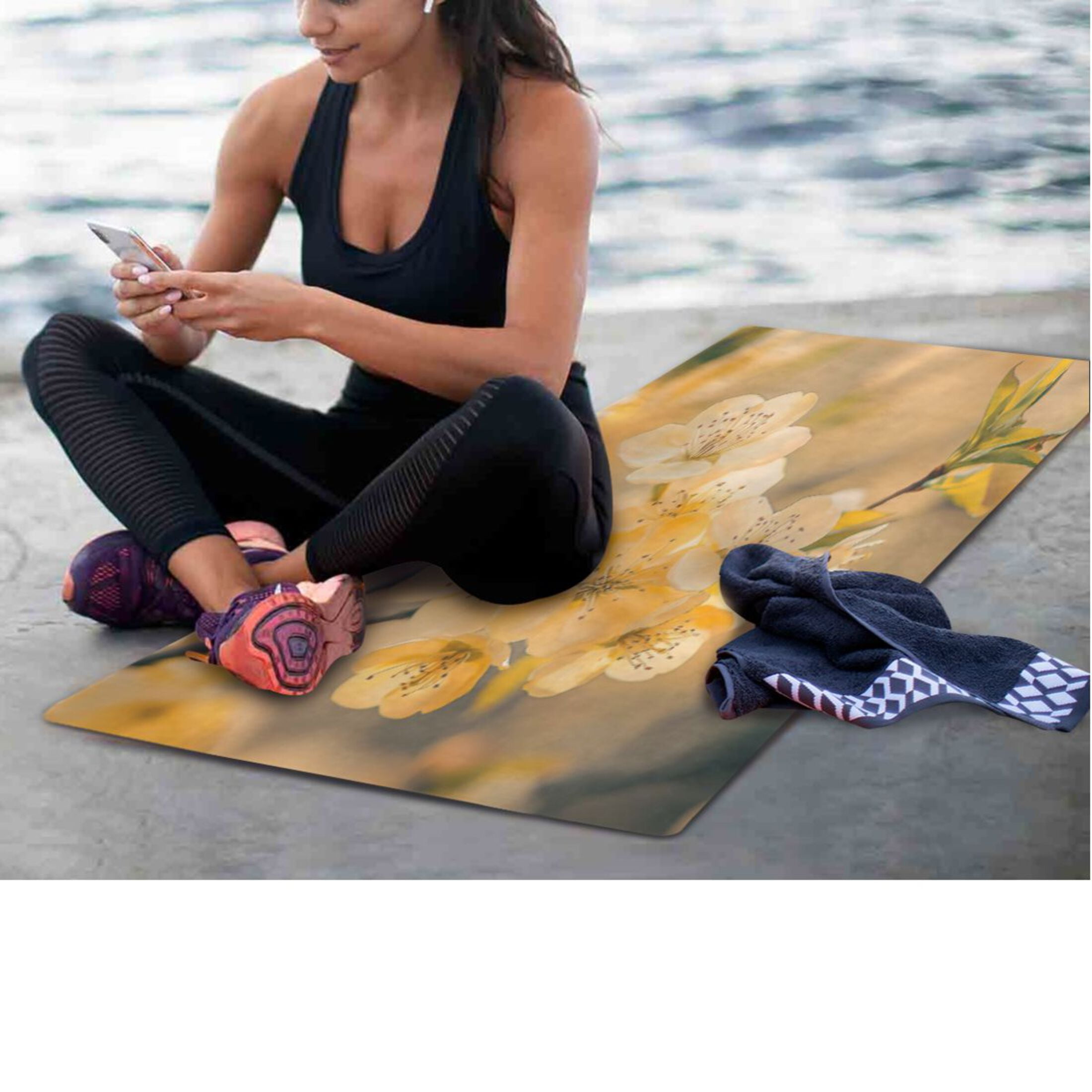 BZSMCE Yoga Mat Women Fitness Mat Spring Blossom Glow Pattern