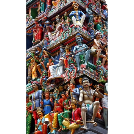 24x36 gallery poster, Ornate details on top of Sri Mariamman Temple in Chinatown district Singapores oldest Hindu temple since 1827