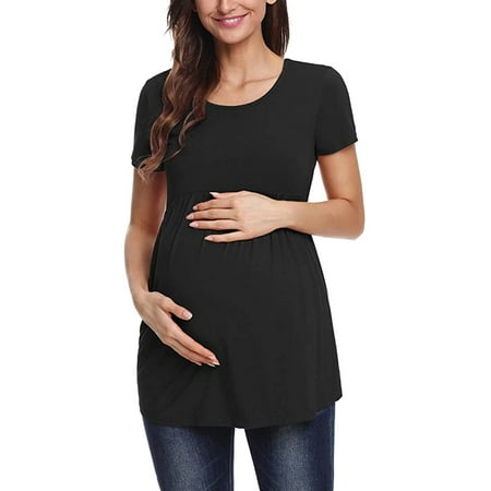 

Frontwalk Maternity Clothes Womens Casual Striped Tee Shirts Short Sleeve Pregnancy Pajamas Tops