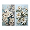 thumbnail image 2 of Designart "Dogwood Field Pointillism composition V" Dogwood Wall Art Set Of 2 - White Floral Canvas Set For Living Room Decor, 2 of 7