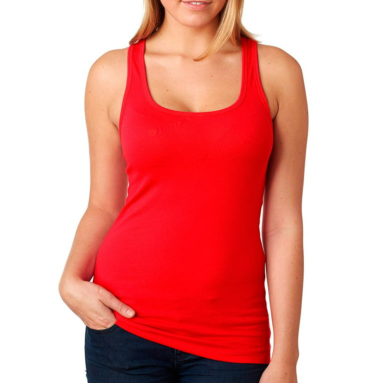Womens Racerback Tank Top Seamless Stretch Sleeveless Solid Cami Sports Red