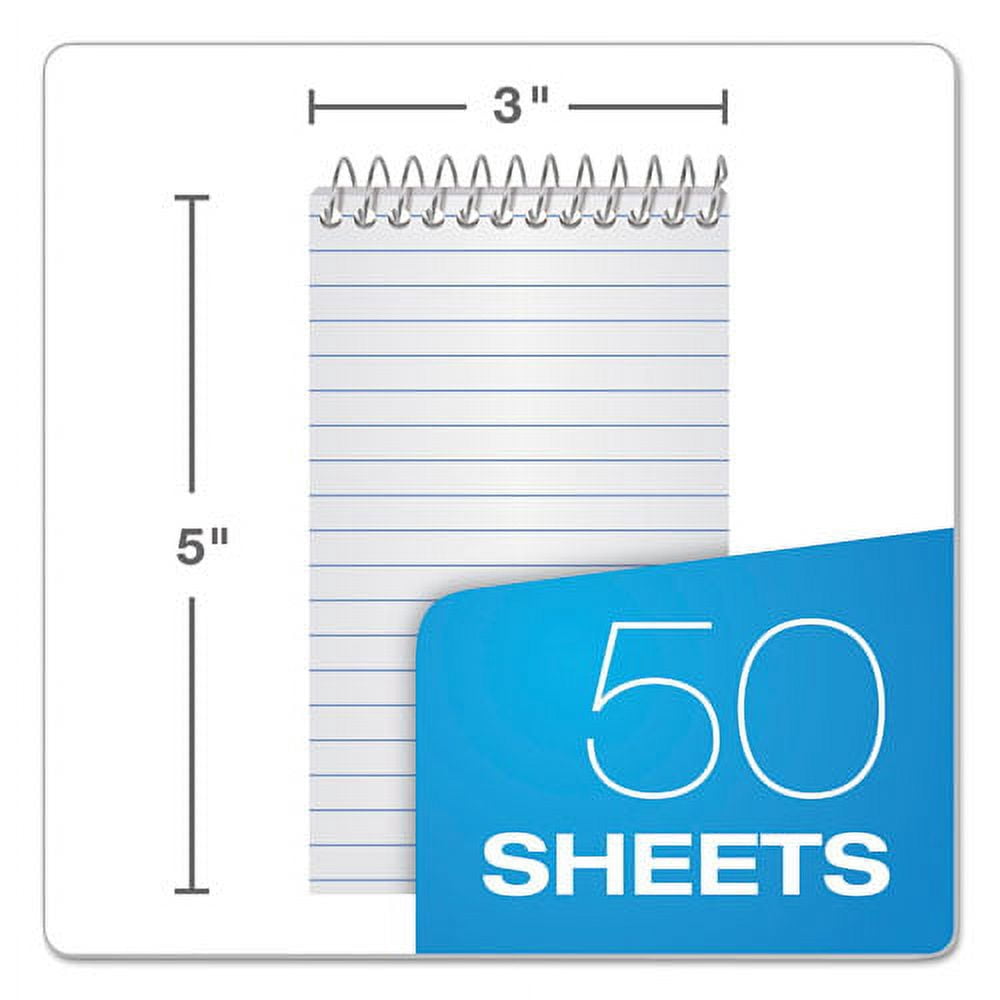 "Second Nature Wirebound Notepads, Narrow Rule, Randomly Assorted Cover Colors, 50 White 3 X 5 Sheets | Bundle of 5 Each"