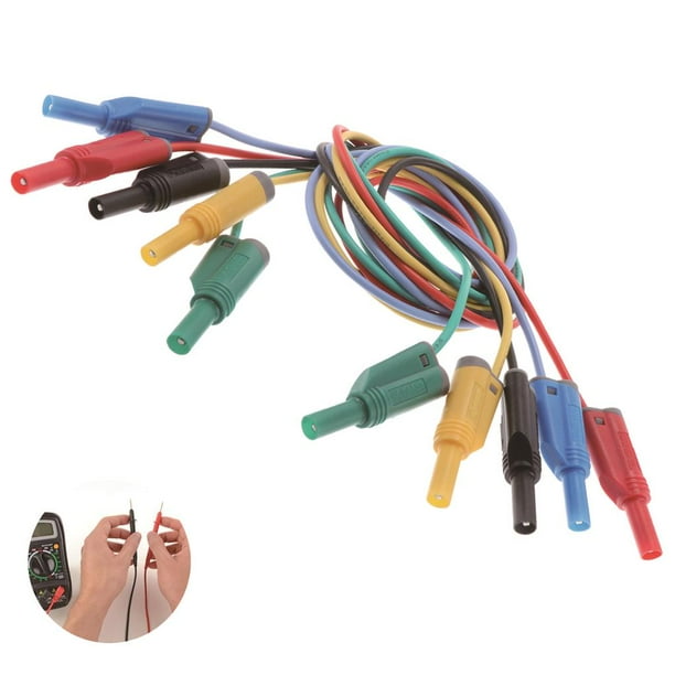 Kenally Kit de cables de prueba de enchufe tipo banana de 5 uds., 4mm, resistencia a la corrosión, cable de prueba de enchufe tipo banana apilable Herramientas y ferretería Kenally TO002992-00