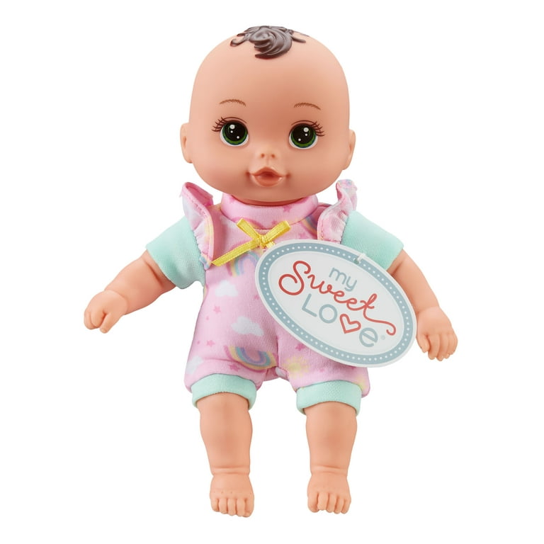 My Sweet Love 8 Mini Soft Body Cuddle Doll Brown Hair in Pink Rainbow  Outfit