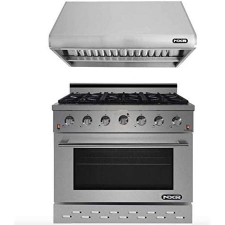 NXR 36" Stainless Steel Gas Range with 5.5 cu. ft. Convection Oven & Under Cabinet Hood Bundle SC3611 RH3601