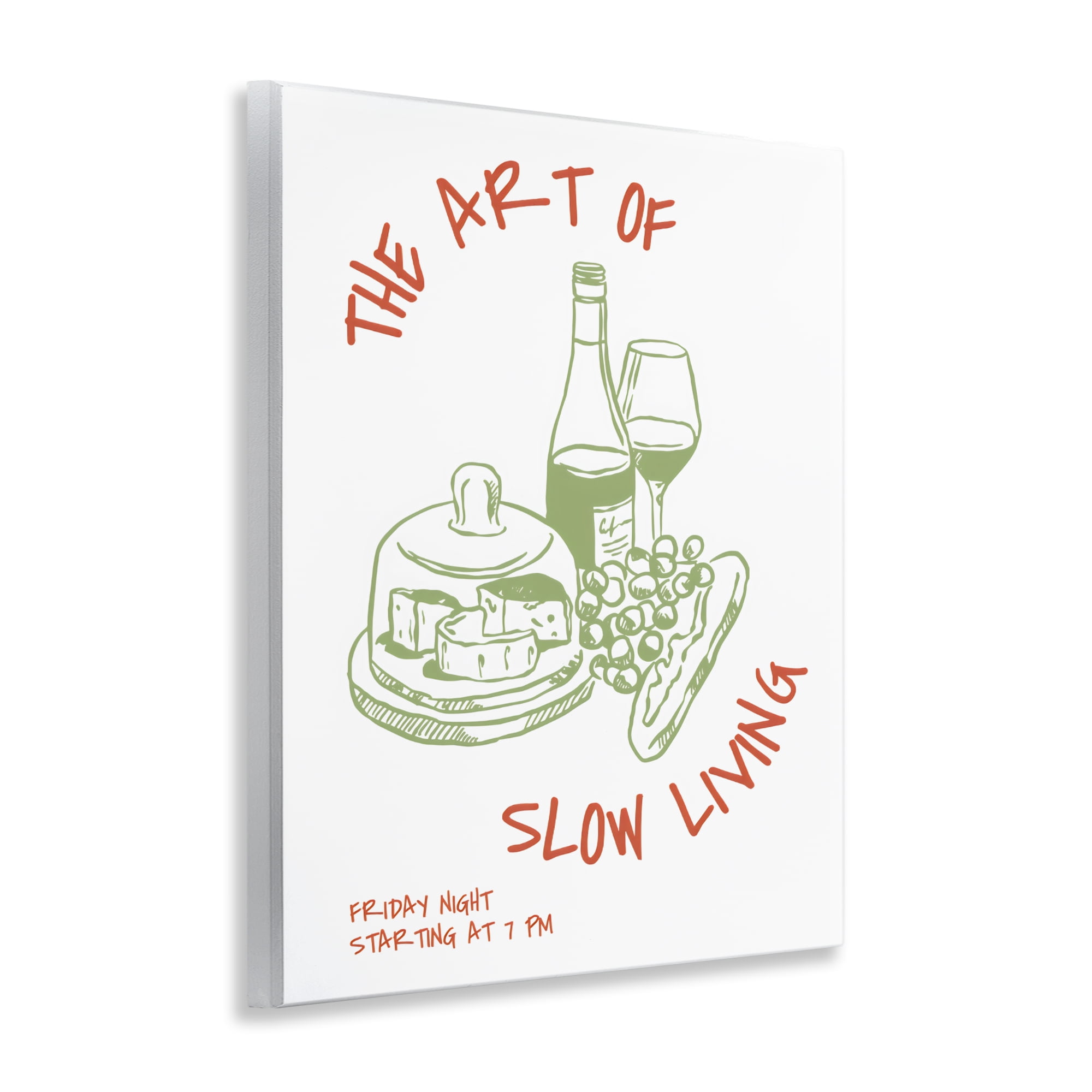Stupell Industries Slow Living Wine & Cheese Wall Plaque Art, design by The Prints Vibe