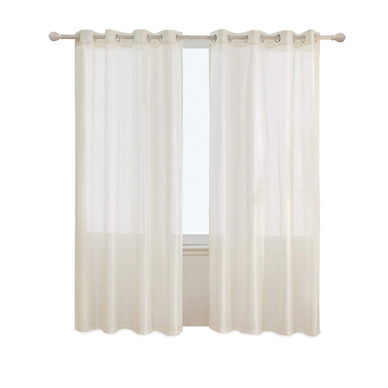 Subrtex 2 Panels Faux Silk Semi-Sheer Elegance Window Curtains Light Gray 52 x 63