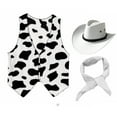 thumbnail image 2 of Alvivi Mens Western Cowboy Costume Cow Printed Open Front Vest Hat and Bandanna Set for Halloween Cosplay Black&White L, 2 of 6