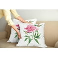 thumbnail image 2 of Ambesonne Nature Throw Pillow Cover 2 Pack, Vintage Peony, 24", Pink White Green, 2 of 7