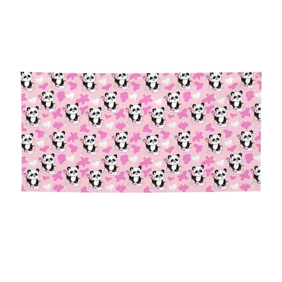 Picia Funny Panda Draws A Heart Pattern Party Banner, Festive Decoration, Holiday Banner, Celebration Decor, Event Banner, Reusable Party Banner-Small