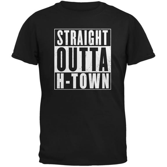straight outta h-town black adult t-shirt