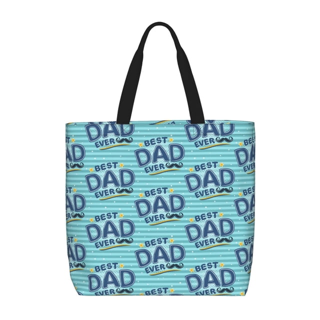 Fotbe Best Dad Ever Bolsa Tote con Estampado para Mujer, Bolsos con Cremallera, Bolsa de Hombro Casual de Gran Capacidad con Bolsillos Internos