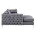 thumbnail image 5 of Chic Home Monet PU Leather Modern Contemporary Button Tufted with Silver Nail head Trim Silver tone Metal Y-leg Left Facing Sectional Sofa, Grey, 5 of 7