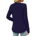 thumbnail image 4 of Women's T-Shirts Fashion Casual Long Sleeve Button Solid Color Top Shirt & Blouse Polyester Spandex Blend 1Pc Top Size S-3XL Oversized Tshirts For Women, 4 of 7