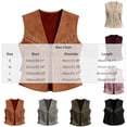 thumbnail image 3 of Women's Faux Suede Fringe Vest Rivet Open Front Sleeveless Western Crop Jacket Coffee-A L(L), 3 of 9
