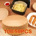 thumbnail image 2 of 100 Air Friyer Liners Paper Square Round Parchment Disposable Paper Liner for  Air Fryer Roasting Non-Stick Baking Accessories, 2 of 10