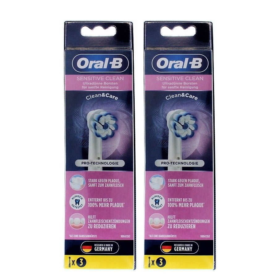 Scheiden Oraal In de omgeving van Oral-B Sensitive Clean Clean&Care Replacement Electric Brush Heads 2 Packs  fo 3 (Total 6) - Walmart.com