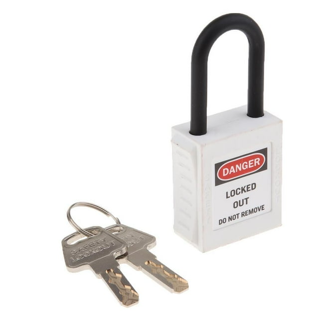 mmirethe Durable 38 mm PVC Curved Safety Lockout Padlock Ensuring Security White 90x40x19 mm 1Set