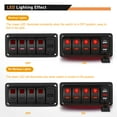 thumbnail image 2 of Waywe 4 Gang Rocker Switch Panel Red Backlit with 4.8 Amp Dual USB Charger Voltmeter Waterproof 12V 24V DC Rocker Switch for Car Trucks Boats RVs, 2 of 7