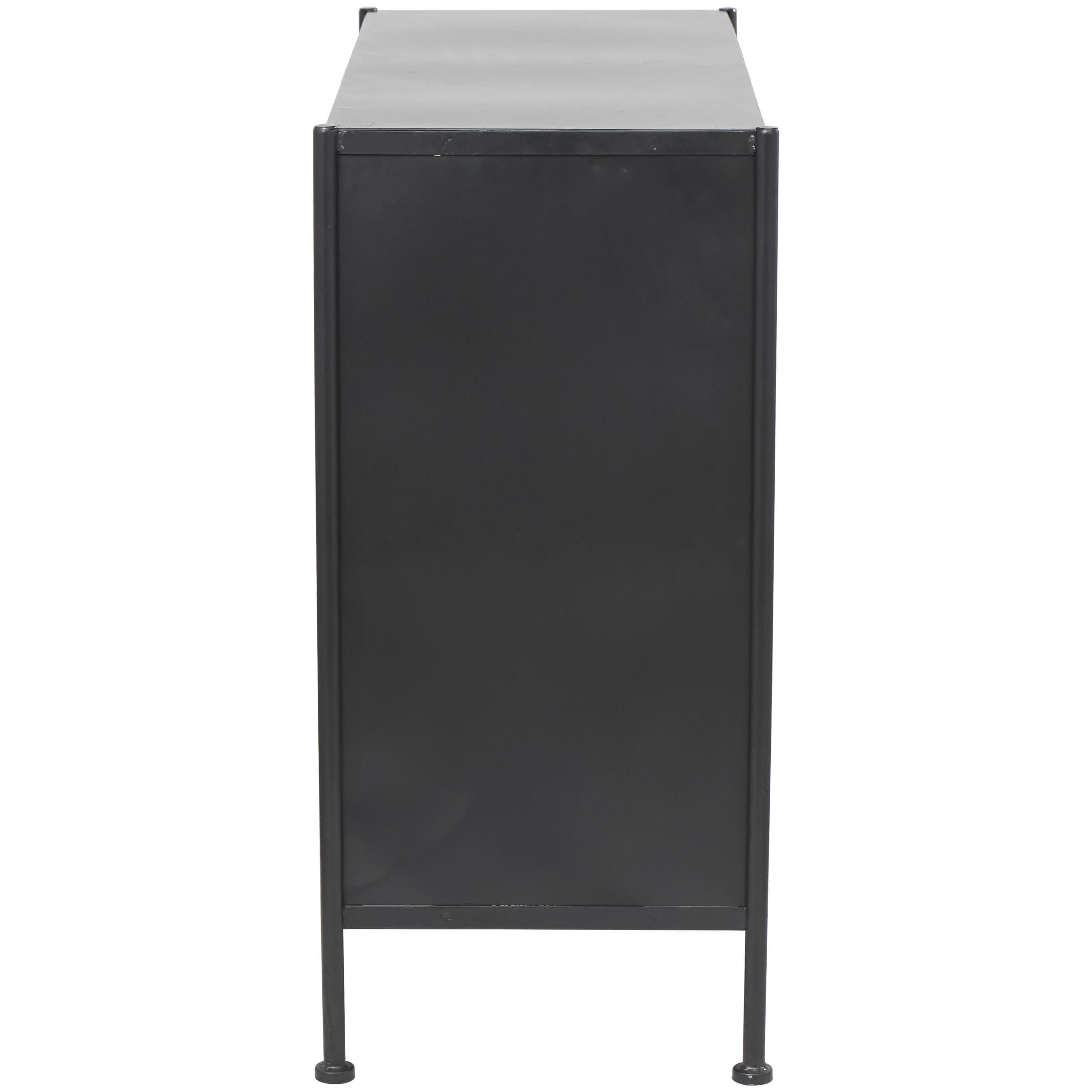 DecMode 33" x 29" Black Metal 2 Door Geometric Cabinet with Glass Front Panels, 1-Piece