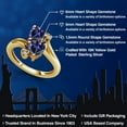 thumbnail image 2 of Gem Stone King 18K Yellow Gold Plated Silver Blue Iolite and White Lab Grown Diamond Ring for Women (1.19 Cttw, Heart Shape 6MM, Gemstone Birthstone, Available in Size 5, 6, 7, 8, 9), 2 of 6
