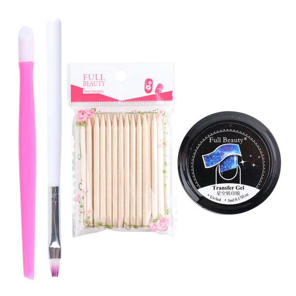Gel de transferencia de 5ml de hoja de Arte de uñas de año Nuevo UV LED Diseño de Arte de uñas pegamento adhesivo Gel de hoja adhesiva con pincel Sunnimix Pegamento de papel de aluminio para uñas