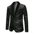 thumbnail image 4 of Cloudstyle Men's Shawl Lapel Sequined Blazer, Slim Fit Crinkle-Texture Dinner Jacket for Banquets & Events, 4 of 10