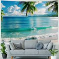 thumbnail image 4 of PRATYUS Ocean Beach Tapestry Wall Hanging Blue Sea Tropic Island Paradise Summer Coconut Tree Palm Seaside Window Nature for Bedroom Aesthetic Painting, 4 of 6