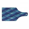 thumbnail image 1 of Navy Blue Cutting Board, Complex Structured Different Lines and Patterns Polka Dots Stripes Patch Work, Tempered Glass Cutting and Serving Board, Wine Bottle Shape, Purple Blue, by Ambesonne, 1 of 1