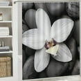 thumbnail image 6 of Creowell Flower Rocks Pebbles Pretty Shower Curtain Bathroom Decor 100% Polyester Fiber Chic Modern Style with Hooks - Bathroom Decoration 36x72, 6 of 7