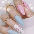 BONINGGG Cute Easter Blue Bunny Pattern Rabbit Nails Cute Bunny