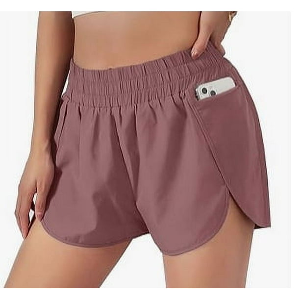 Pantalones cortos deportivos de fitness para mujer, pantalones cortos para correr con cintura elástica, pantalones de fitness holgados antiluz, pantalones de yoga falsos de dos piezas