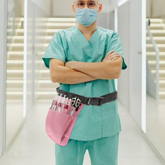 TABLZONE Pink Nurse Pocket Organizer Waist Bag with Adjustable Belt for Tool Storage and Garden Use