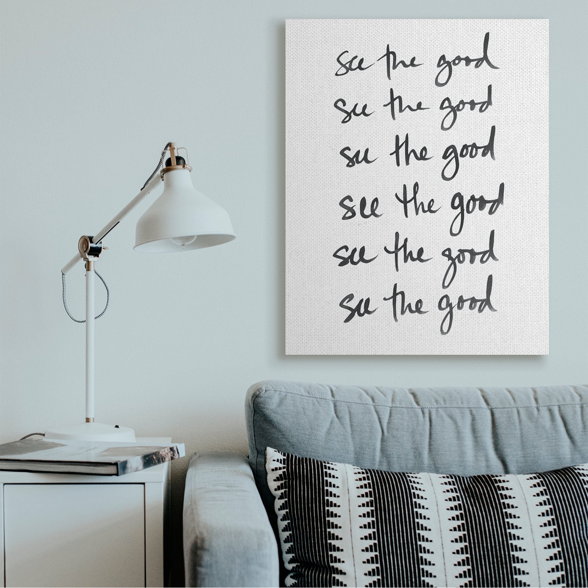 Stupell Industries See The Good Repeated Text Minimal Black White Canvas Wall Art by SD Graphics Studio