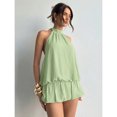 thumbnail image 5 of Women's Solid Color Casual Halter Mini Bubble Dress, Summer Dresses For Women, 5 of 10