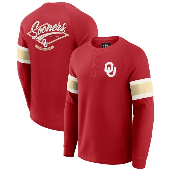 Men's Darius Rucker Collection by Fanatics Crimson Oklahoma Sooners Waffle-Knit Raglan Long Sleeve Henley T-Shirt