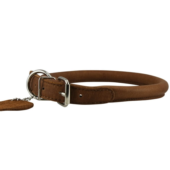 Dogs My Love, High Quality Genuine Leather Rolled Dog Collar 15"-18" neck