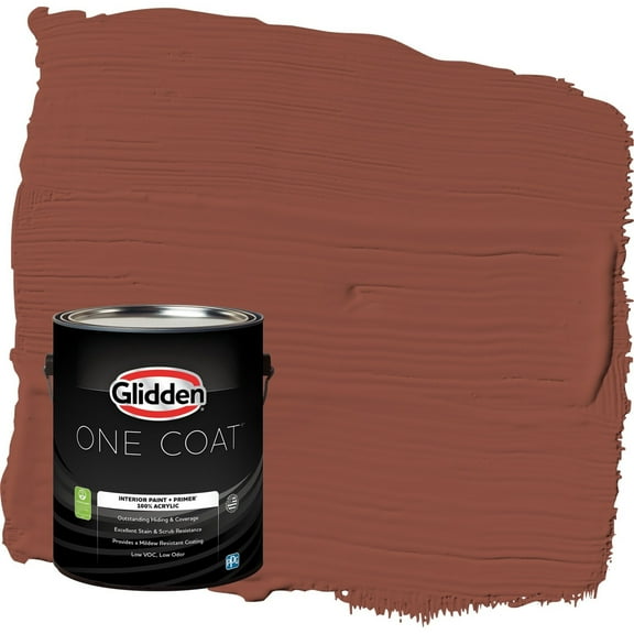 Glidden One Coat Baked Bean / Red Semi-Gloss Interior Paint with Primer, 1 Gallon