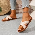 thumbnail image 4 of Wensltd Women's Sandals Summer Casual Retro Beach Outdoor Plus Size Wide Strap Sandals Open Toe Flat Sole Beige, 4 of 9