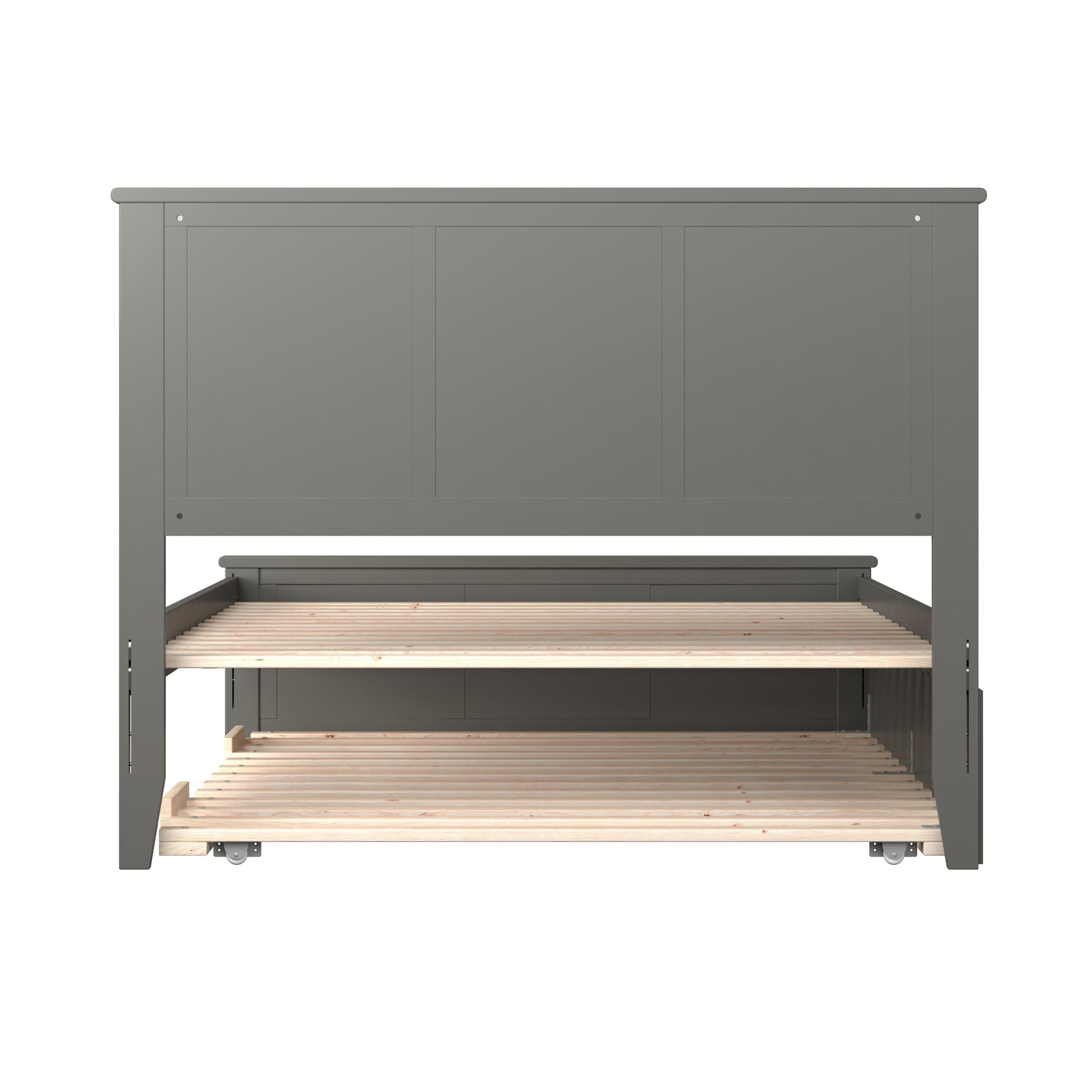 AFI Madison Full Wood Platform Bed with Matching Footboard & Full Trundle, Grey
