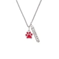 thumbnail image 2 of Delight Jewelry Silvertone Medium Translucent Red Paw Silvertone Forever Bar Charm Necklace, 23", 2 of 4