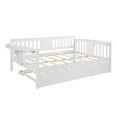 thumbnail image 4 of Full Size Daybed,Wood Bed Frame Foldable Shelves on Both Sides and Pull Out Trundle, Sofa Bed with Solid Wood Slats Support, for Bedroom Living Room,No Spring Box Needed, 4 of 7
