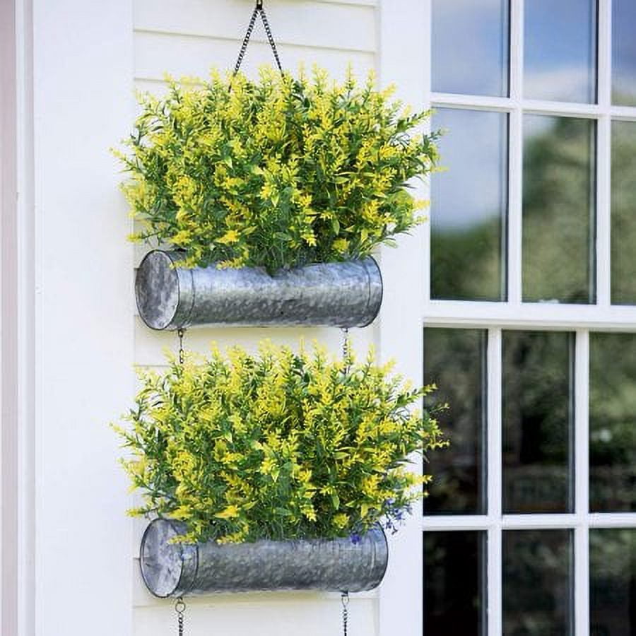 Baumaty 24 Bundles Outdoor Artificial Lavender Fake Flowers UV Resistant Shrubs, Faux Plastic Greenery for Indoor Outside Hanging Plants Garden Porch Window Box Home Wedding Farmhouse Decor (Yellow)