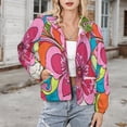 thumbnail image 3 of Jackets for Women Winter Coat Jackets Flannel Stand Collar Jacket(Vibrant Psychedelic Floral Art,Size:S-4XL), 3 of 7