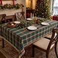 thumbnail image 5 of Christmas Plaid Tablecloth, Classic Tartan Checkered Table Cover with Elegant Drape Wrinkle Resistant Design and Reusable Holiday Style, Christmas Dinner Party Dining Table Restaurant Home Decor, 5 of 7