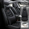 thumbnail image 4 of Tuqiang Car Seat Covers Leather Set for Mercedes-Benz for ML320 1998-2016 Premium Leather Auto Covers - Complete 5-Seat Protection with Pollow and Headrest Black and White, 4 of 8