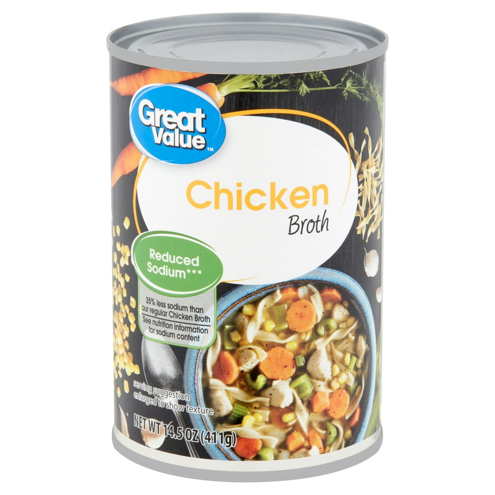 Great Value Reduced Sodium Chicken Broth, 14.5 oz