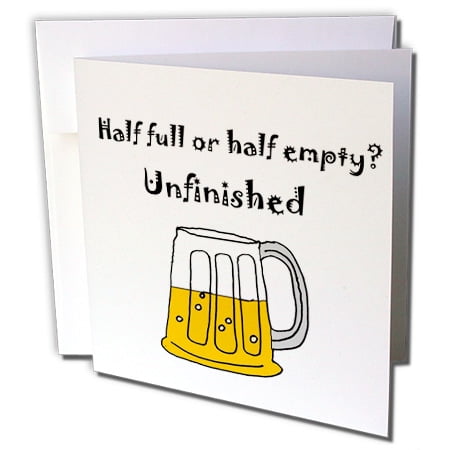 3dRose Funny Beer Mug Half Full or Half Empty Beer Drinkers Cartoon - Greeting Cards, 6 by 6-inches, set of (Best Beer For Non Beer Drinkers)