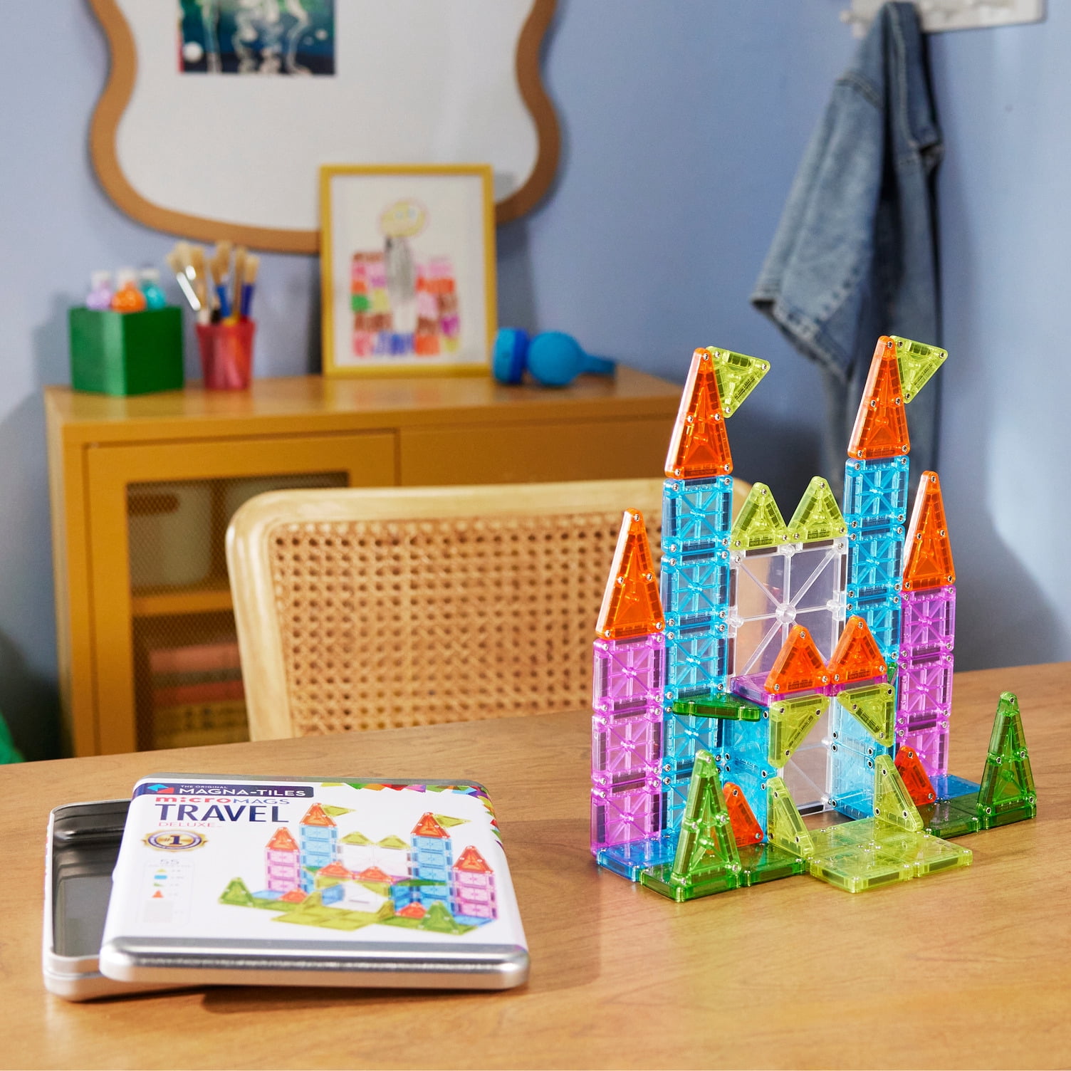 MAGNA-TILES® microMAGS Travel Set Deluxe 55-Piece Magnetic Construction Set, The Original Magnetic Building Brand
