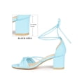 thumbnail image 2 of BLISSFUL STEP Strappy Open Toe Lace Up Chunky Heel Sandals for Women Sky Blue (Size 6), 2 of 7